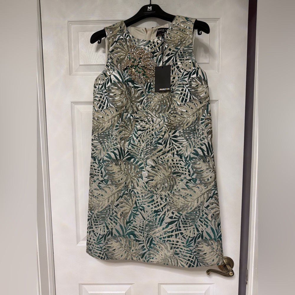 PAULE KA Multicolor Leaf Pattern Dress.